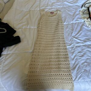 Guess Cream Crochet Midi Dress